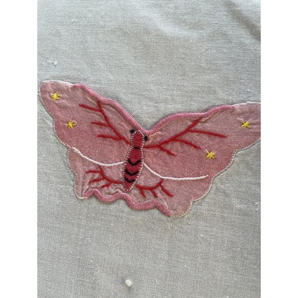 Vintage Pink Placemats Butterfly Applique Cotton Set of 4 Cottage Core - Picture 7 of 11